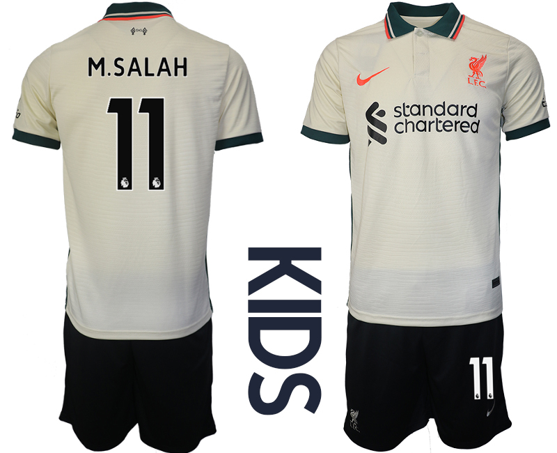 Youth 2021-2022 Club Liverpool away cream #11 Soccer Jersey->youth soccer jersey->Youth Jersey